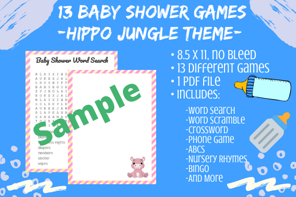 Discover the Joy of 13 Hippo Jungle Baby Shower Game Pack