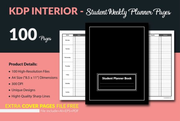 Student Weekly Planner Pages for KDP