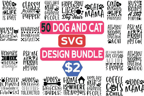 Unlock Your Creativity with the 50 Dog and Cat SVG Design Bundle Vol 1